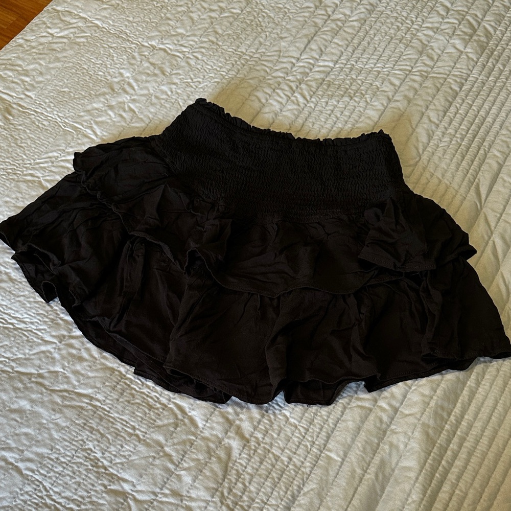 Ruffled Black Mini Skirt